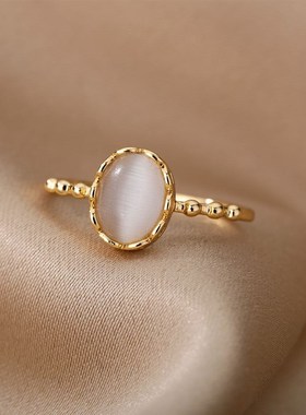 White Opal Rings For Women Lover Gold Color Stainless Steel