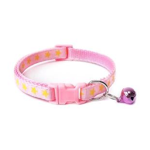 Dog Puppy Stars Pets Bell Necklace Print Buckle Collar
