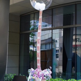 武汉鲜花同城速递抽钱有钱花送爸爸妈妈飘空会飞气球生日花束花店