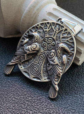 奥丁乌鸦-北欧不掉色钛钢项链男