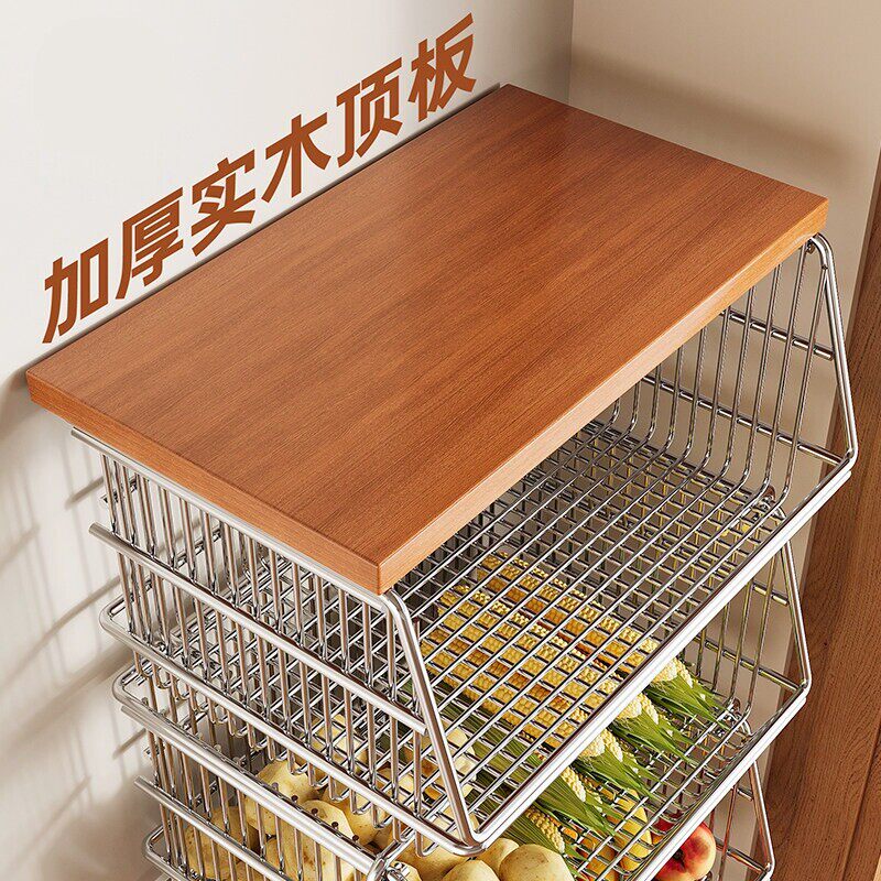中古厨房菜篮子置物架落地多层水果蔬菜架子多功能零食收纳小推车