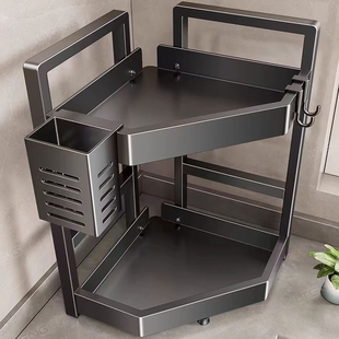 厨房置物架台面三角调料架墙角转角收纳免打孔刀具筷子调味料架子