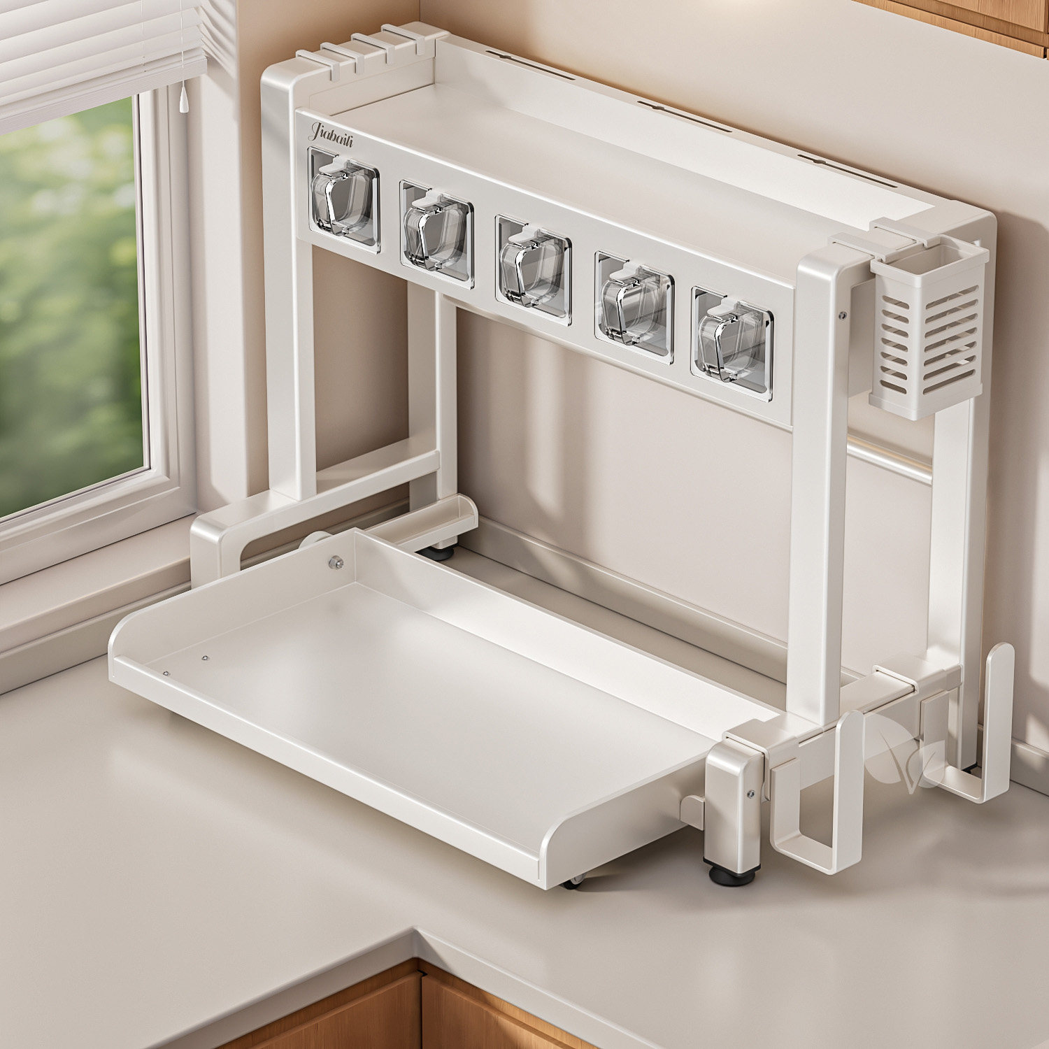 2026新款抽拉式厨房调料品置物架多功能台面调味料瓶罐筷子收纳盒