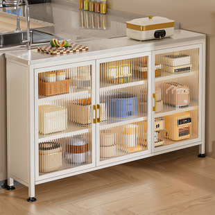 厨房置物架一体靠墙岩板多功能切菜操作台落地收纳柜橱柜工作台面