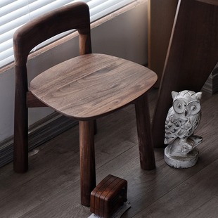 北美黑胡桃木小板凳儿童小椅子换鞋凳带靠背矮凳全实木茶几小凳子