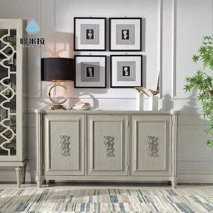 美式 实木展示储物柜大理石储物柜 ART莫里印象两门三门餐边柜法式