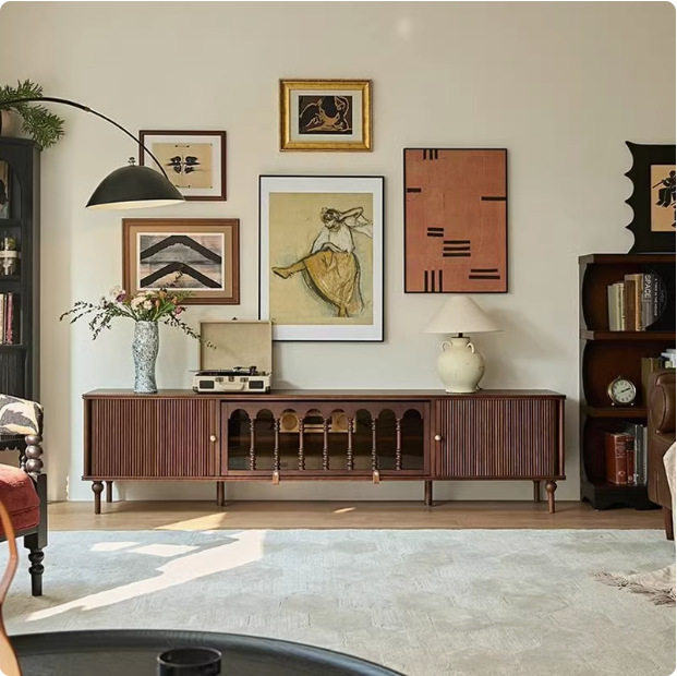 北美黑胡桃木法式复古电视柜北欧简约小户型美式木纯实木视听柜