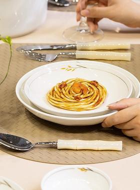 釉下彩家用陶瓷碗套具极简风47191餐碗碟装碗碟盘送泡面碗汤碗组