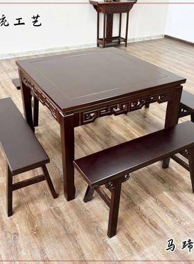 仙桌实木方桌子客30823厅家用农村堂中式实老木餐桌饭店圆八形正方形桌