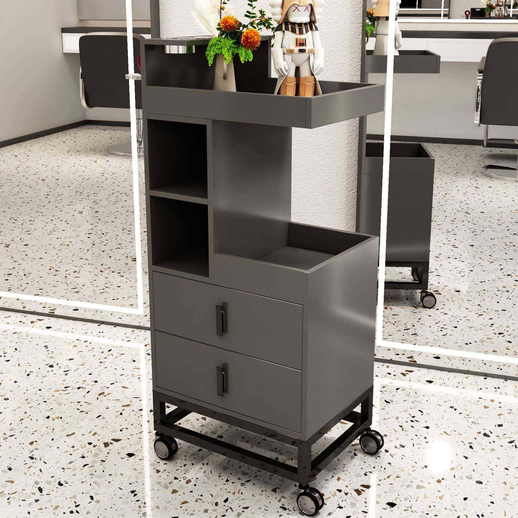 美发质店工具柜发廊工作柜理发收纳储BKA物柜剪木发工车储物垒具