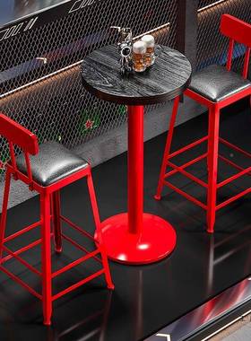 铁艺代商用靠椅背吧凳桌椅吧台ZIK椅高脚凳现高子简约酒椅吧高脚