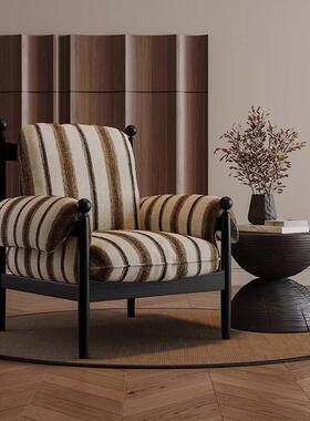 复古法式乌椅实赤木沙发椅设单计师靠YGZ人沙发椅中古懒风休闲椅