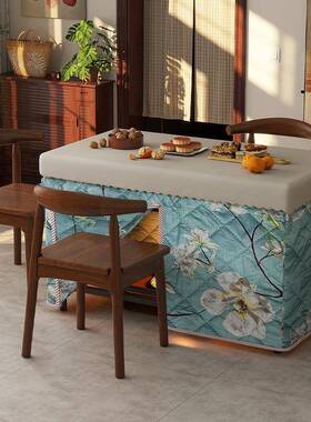 烤火桌家用2易025冬体季取架1.2米吃饭烤火一长方形餐桌简93811暖