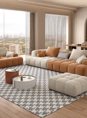 HC-a33意式极简布艺沙发厅计发师款轻奢科技绒布沙客猫爪直布排沙