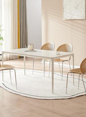 9W式德利丰岩板餐纯白饭桌小户代F76585SM型意长方形桌桌子现轻奢