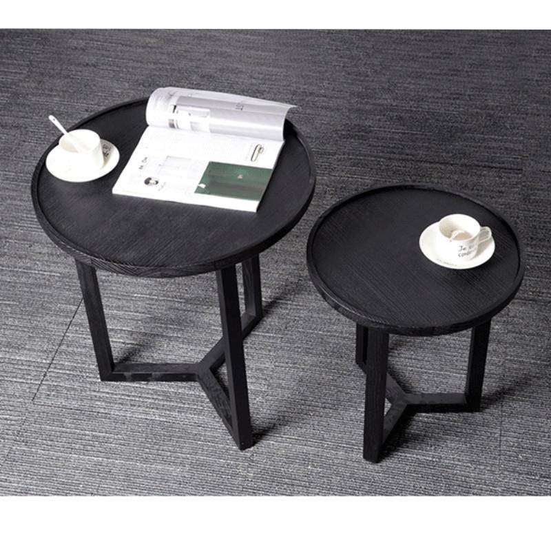 一巨圆形圆茶几配套几烟熏小色实木边几极简沙FWH发组合木饰面板