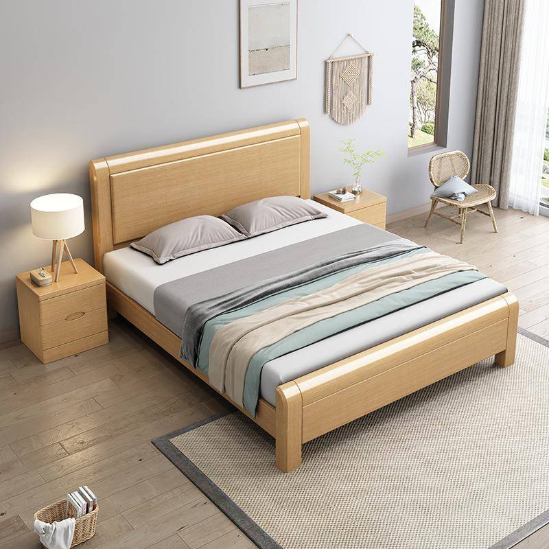 型榉实木床木现代简约URK1.5.米小户18米双人床主卧储物中式全实