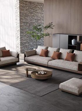 新洗中式康纳棉布艺沙发意式极简小户型麻直排74978可利拆客厅绒