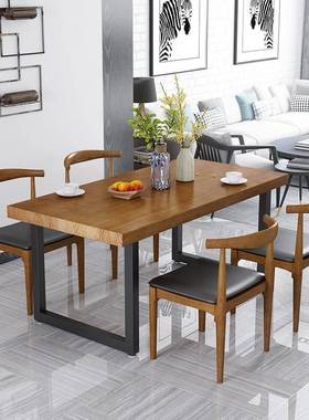 简餐约现合代实木餐桌38089厅长方形吃饭桌桌椅组家用饭桌客厅餐