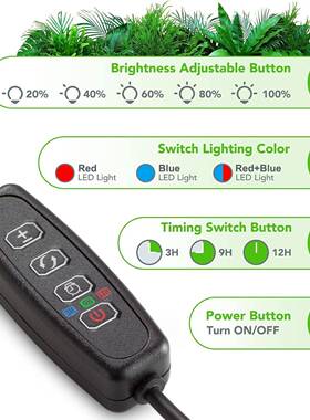 热LD植定物灯30销W黄红自然光双色夹E子全光谱补光UQV灯时调光