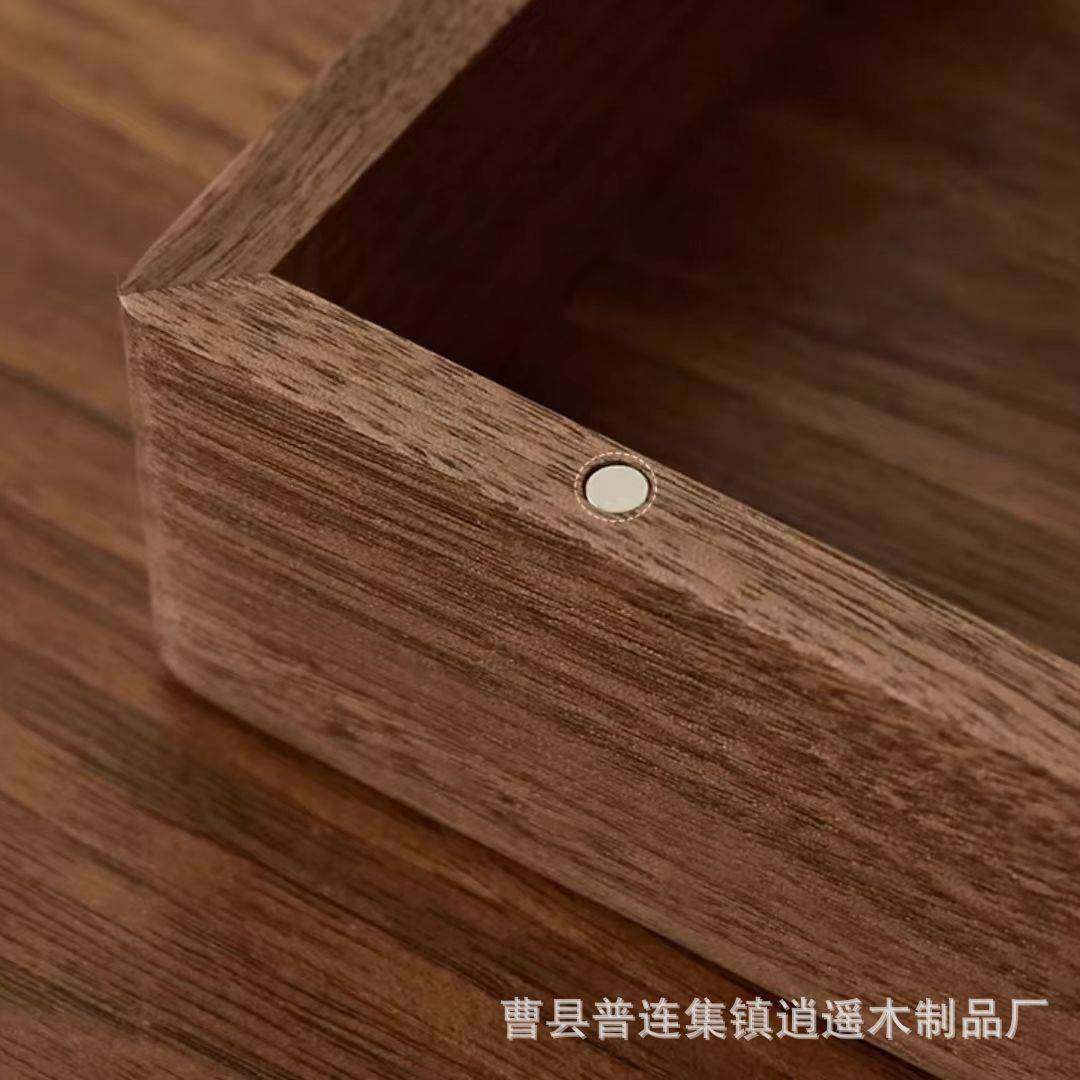 黑胡桃木实盒子木复古带锁收纳盒木收质桌面纳77697盒杂物小箱子