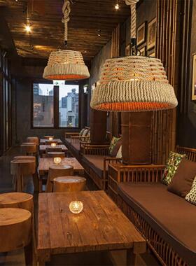 复古工业风麻绳铁艺吊个意灯村蒙古包创性美式78588乡简约客餐厅