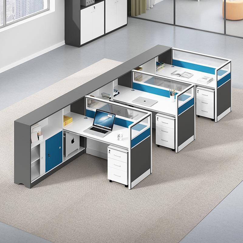 办公室职员办公桌员工断床带午YMK休电脑务桌子财室屏风工作位隔