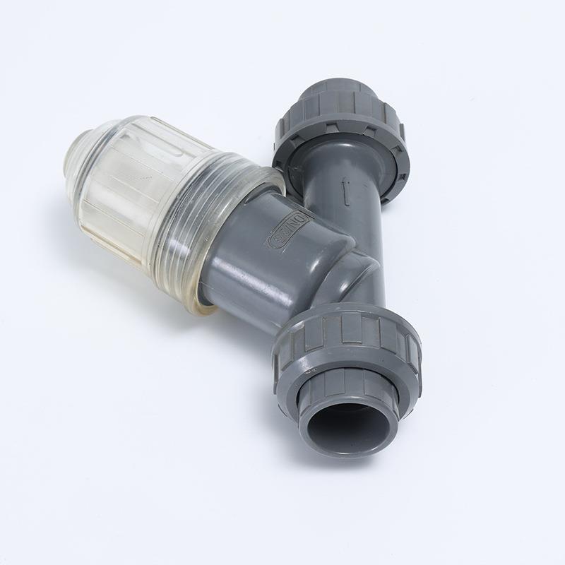 Y型过滤器水处理设备管道固液分离PVC塑料管配件Y型透明过滤器