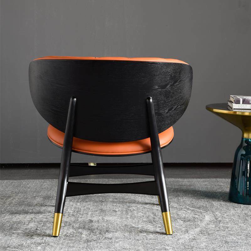 轻奢风厅椅设计26193师简约休闲皮沙单发椅实木单橙色懒人极客简人椅子,影音电器,DIY配件,淘宝优惠券,粉丝福利购,淘宝优惠卷