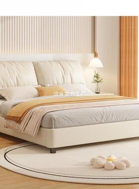 简约现代16434室技布床耳朵科床油风双人床轻奢主卧软奶包布艺婚