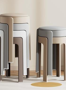 塑料子加粗加厚凳家用叠放结实耐用旋QFR风圆凳餐桌高椅子软包板