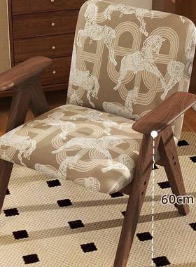 中风单人台沙23281发椅设师计酒店民宿客厅阳实木古休闲椅复古单