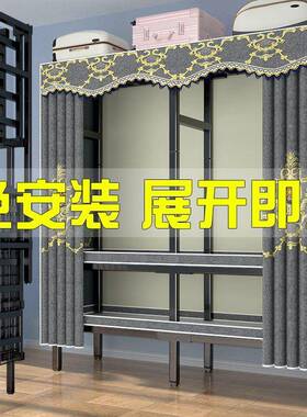 结免安装简易布衣卧柜出租房家用室钢管加固实叠折80256小型全挂
