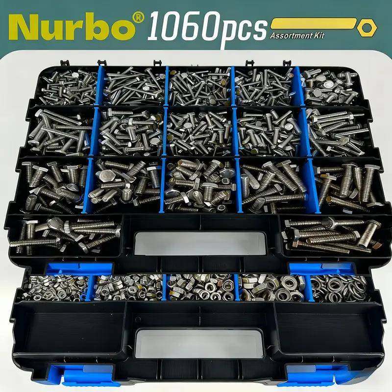 螺栓盒装100pcs304合不锈钢外六角螺丝螺677731母组套平弹垫螺丝