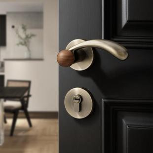 复古卧室门锁内26603木门分体房门锁古铜色用吸房家间磁中古风门