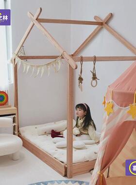 儿童床女孩儿童床房落地床婴YFB儿宝宝伸缩床式棍儿红檀木冰小木