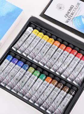 鲁颜本斯敲美透明水装彩颜料套24色管状精装画73787家水彩料1l2m