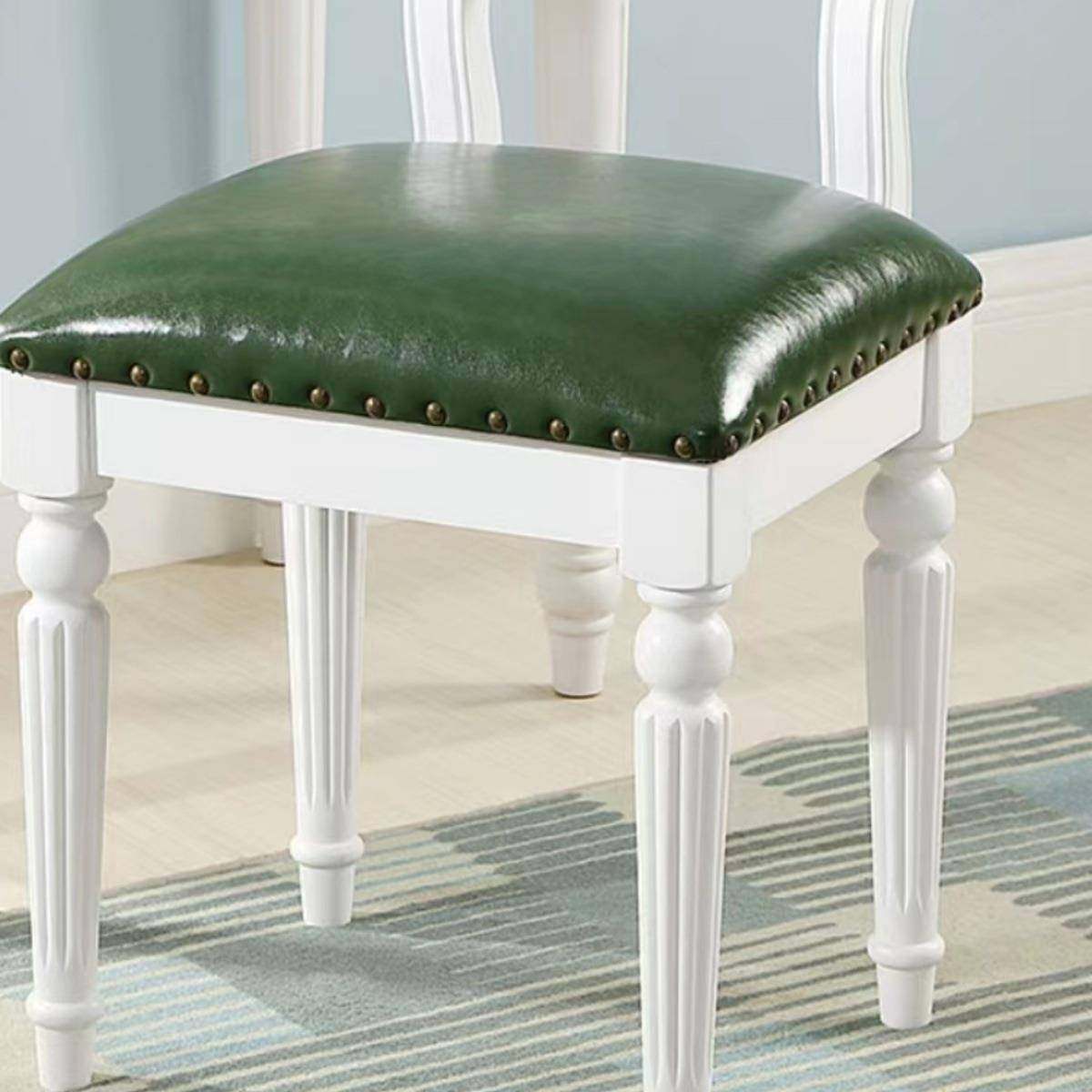 美式梳妆实凳欧式全木化妆凳梳凳妆台63152椅子布艺软包方复古主