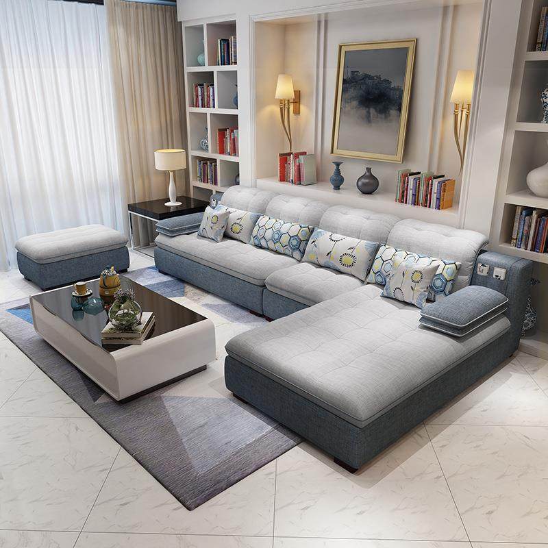 190布艺沙发可拆洗简约3大6小户型L型合沙发客厅整装2.6/.组2米/3