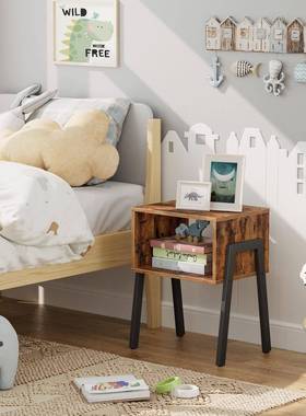 可堆棕柜叠客厅茶几边开桌放式储物架卧室床头金属88567支架乡村