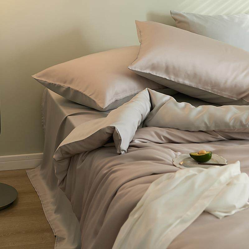 套60S兰精天丝四件套37077约纯色丝滑凉感床单被床裸睡上用简品四