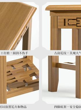 缸承鱼重底座架托盘楠竹花架子落地摆花凳子托复新中古88019式花