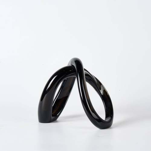 67319海浪几中式家装饰关玄样板房客厅透明玻璃浪居花摆件桌面茶