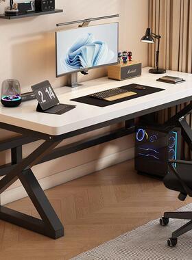 用脑桌书桌实23255木台式家卧室简约电现竞代双人办公桌学生写字