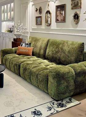 磨法布式复绿色沙发泡芙砂布艺沙发客厅古现代简约奶油风云朵9666