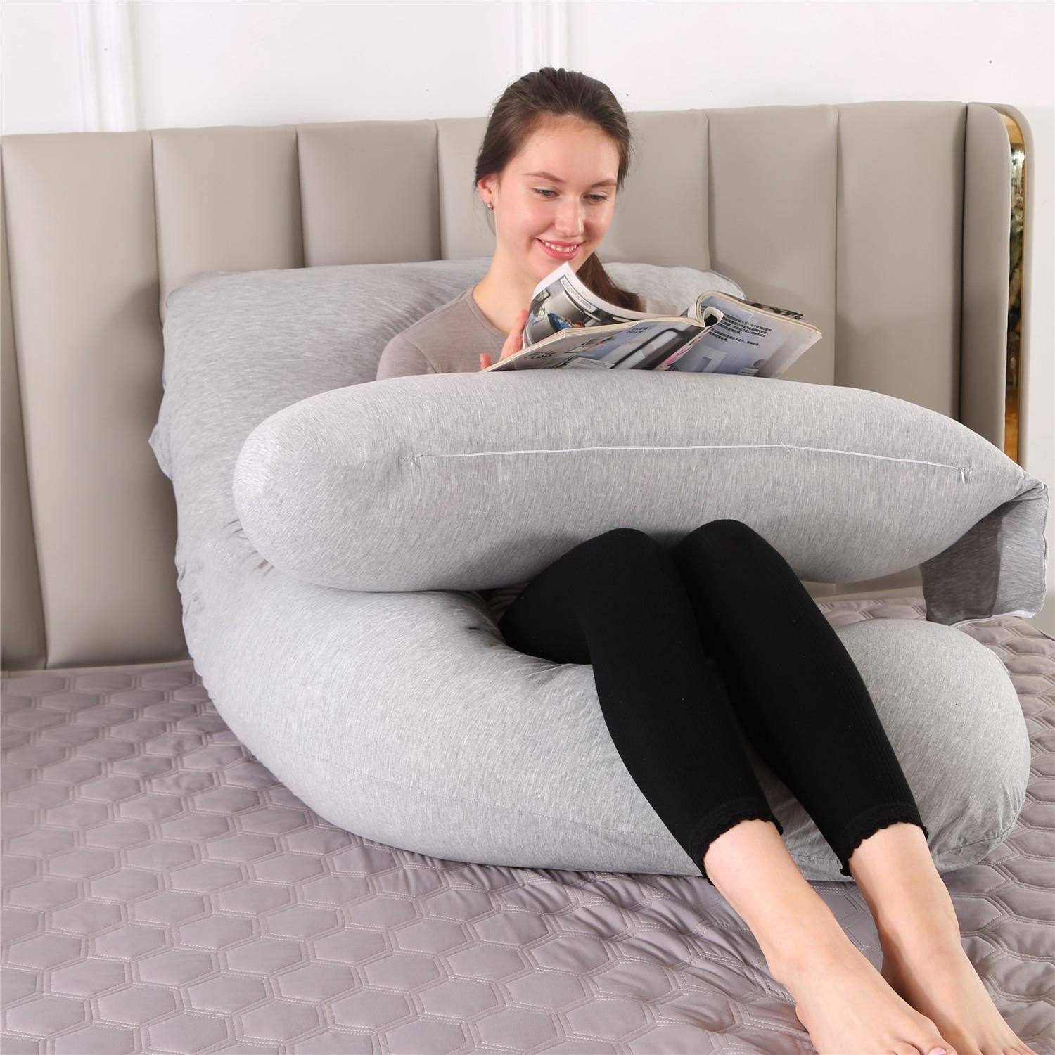 货家二合一孕妇枕头供卧可拆洗URPR侧型厂护腰抱枕