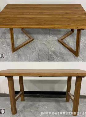 餐老台榆木茶桌长条大板桌家用桌办公63846电脑桌子阳台茶风化板