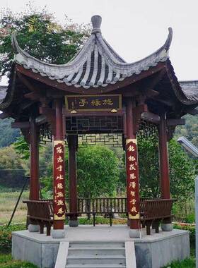 新中工式YNN小青木质凉亭瓦别墅花园亭子承接园林景凉观程单层双