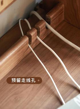 黑胡桃实木书桌书架32298一办体公工作台书电脑写室字梳妆卧房轻