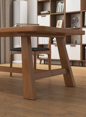 全实木厅大长客书桌双人学习桌子简约条原67274木长工作台桌家用